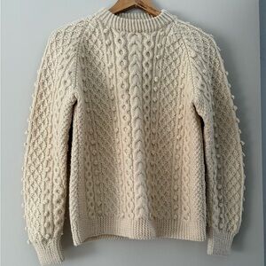 Cream Cable Knit Sweater, Hand Knit Irish Sweater.